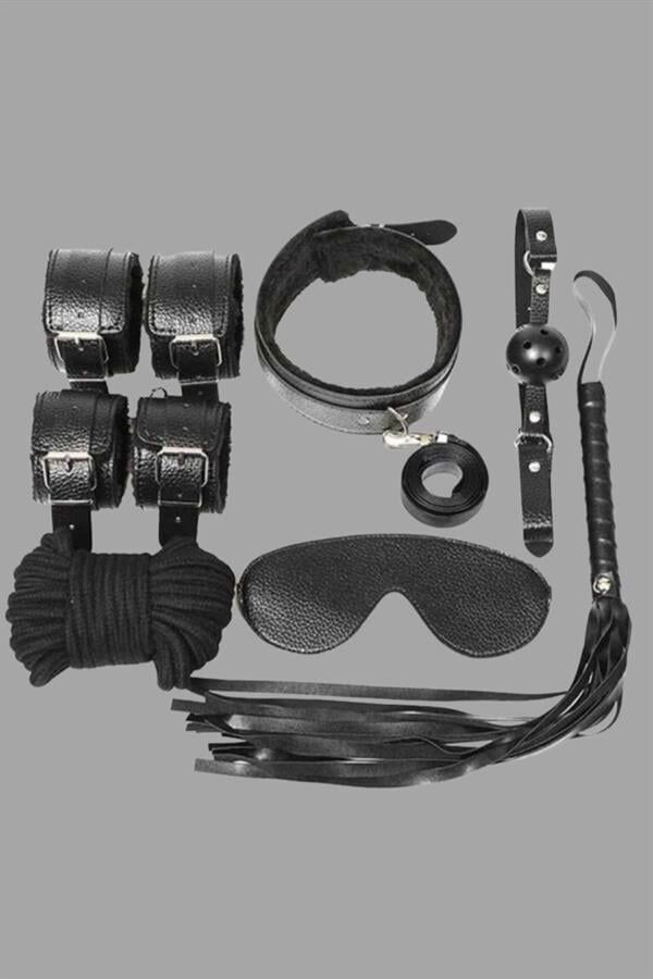 Scarlest Kol Bacak İp Maske Kelepce Ağız Topu Kople Deri Set