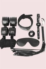 Scarlest Kol Bacak İp Maske Kelepce Ağız Topu Kople Deri Set