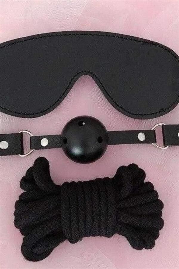 Scarlest Gözlük Ağız Topu İp Üçlü Deri Harness Set