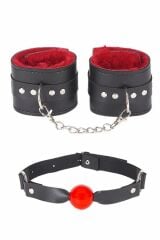 Scarlest Ağız Topu Ve Kelepce İçi Tüylü Kırmızı Set