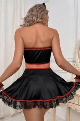 Scarlest Siyah Süprem Penye ve Dantelli Şık Hemşire Kostümü