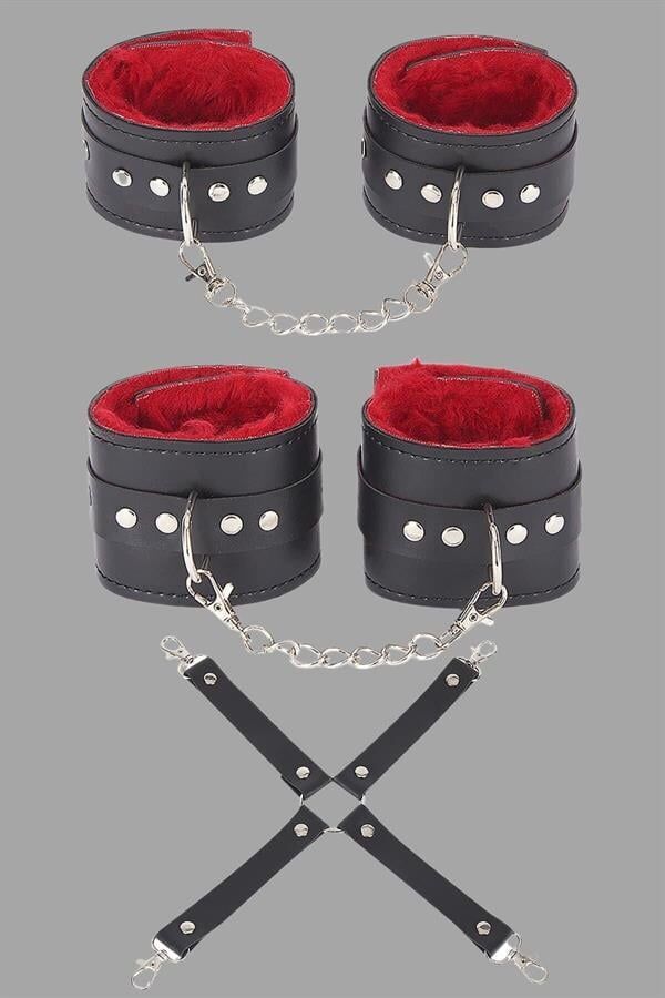 Scarlest Siyah Kırmızı Harness Fantezi Aksesuar Set