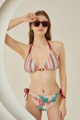 Scarlest Yandan Bağlamalı Şık Tasarım Soft Tropikal Üçgen Bikini Takımı