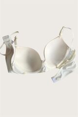 Scarlest Beyaz-Kırmızı 2'li Mikro Kumaş İçi Boş Balenli Günlük  Desteksiz Sütyen