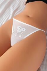 Scarlest Beyaz Nakışlı Desenli Fantezi Tanga String
