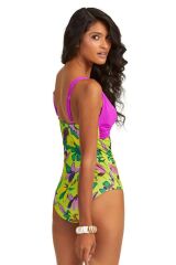 Scarlest Büyük Beden Yeşil Çiçek Desenli Drapeli Mayo