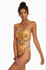 Scarlest Şal Desenli Yuvarlak Yaka Mayo