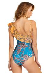 Scarlest Şal Desenli Tek Omuz Fırfırlı Mayo