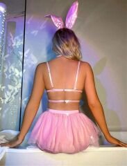 Scarlest Pembe Tütü Etekli Fantezi Tavşan Kostümü