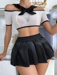 Scarlest Transparan Mini Etekli Kurdela Detaylı Fantezi Kostüm