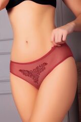 Scarlest Güpürlü Taşlı Gül Kurusu Tül Fantezi Külot