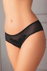 Scarlest Güpürlü Taşlı Siyah Tül Fantezi Külot