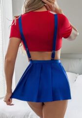 Scarlest Mavi Kırmızı Fantezi Etekli Takım