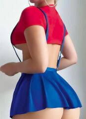 Scarlest Mavi Kırmızı Fantezi Etekli Takım
