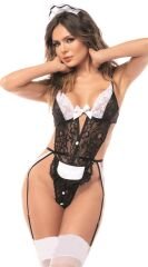 Scarlest Siyah Dantelli Fantezi Body Hizmetçi Kostümü