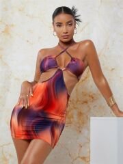 Scarlest Transparan Detaylı Omuz Dekolteli Mini Fantezi Elbise