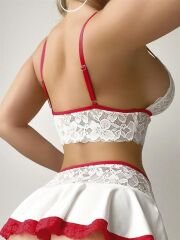 Scarlest Beyaz Bustiyer ve Mini Etekli Fantezi Hemşire Kostümü