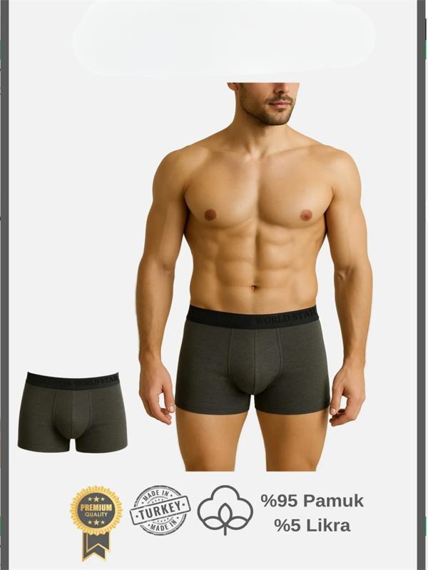 Scarlest Pamuklu Düz Antrasit Renk Erkek Boxer
